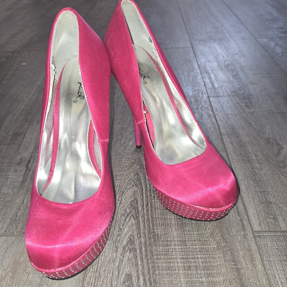 Qupid Hot Pink Platform Stiletto Heels